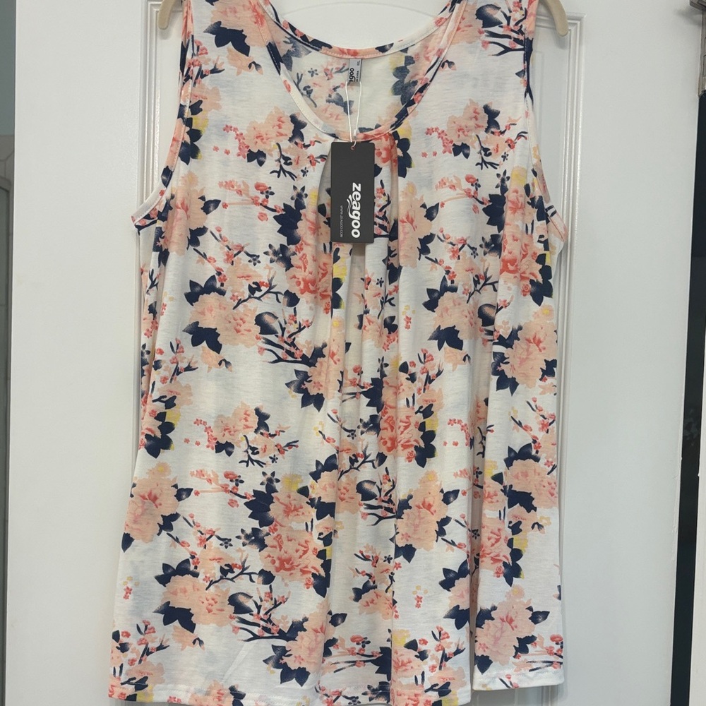 ZYDO Floral Tank Top - White and Pink NWT XXL